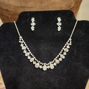 Rhinestone Necklace and Earring Set